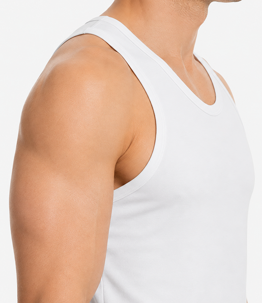 Silkcora cotton vest side view showing fit and fabric texture